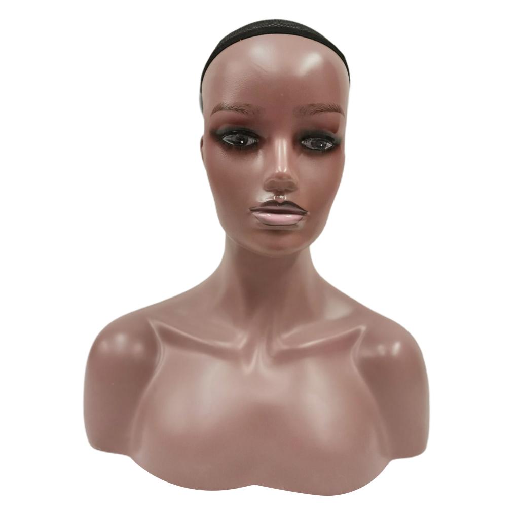 Female Mannequin Manikin Head Model Wig Glasses Hat Display Stand Dark Brown