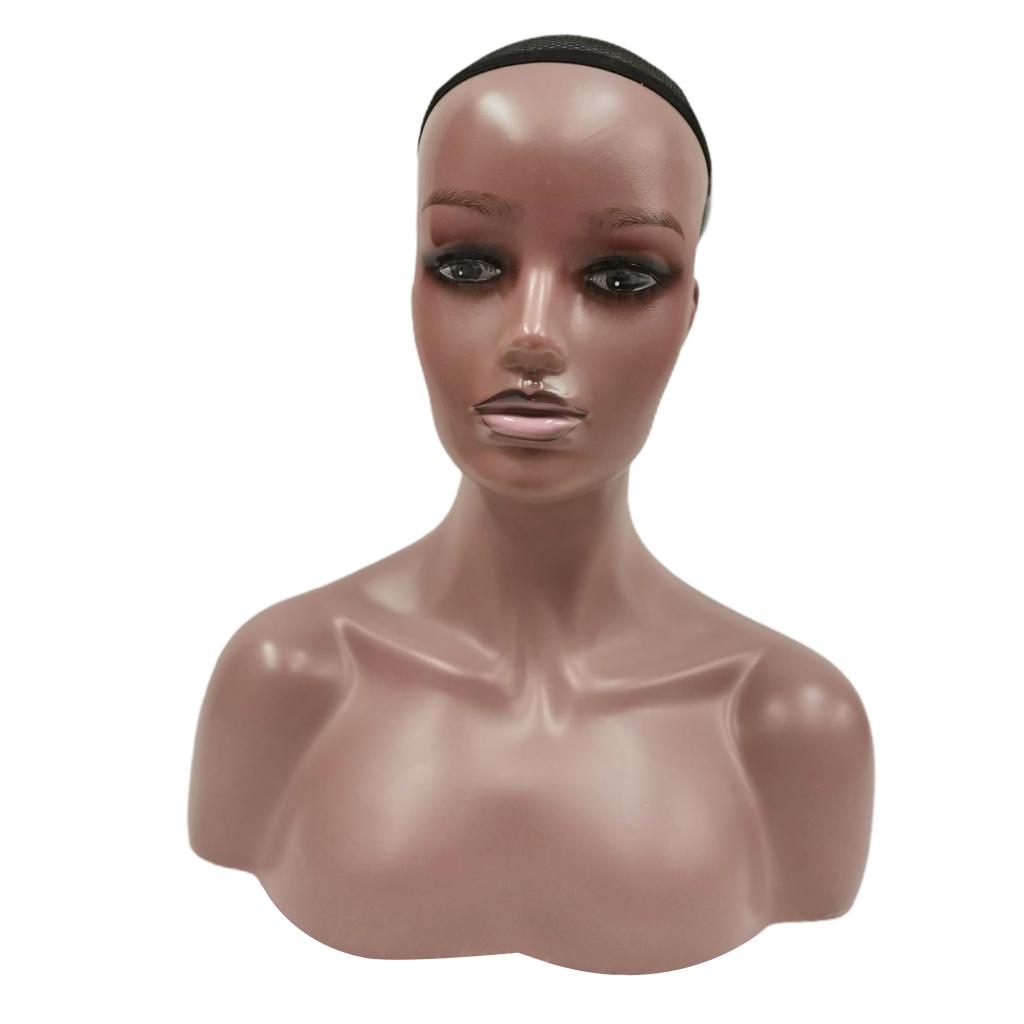 Female Mannequin Manikin Head Model Wig Glasses Hat Display Stand Dark Brown