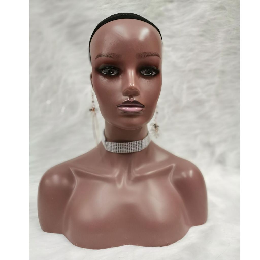 Female Mannequin Manikin Head Model Wig Glasses Hat Display Stand Dark Brown