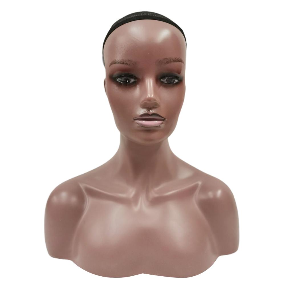 Female Mannequin Manikin Head Model Wig Glasses Hat Display Stand Dark Brown