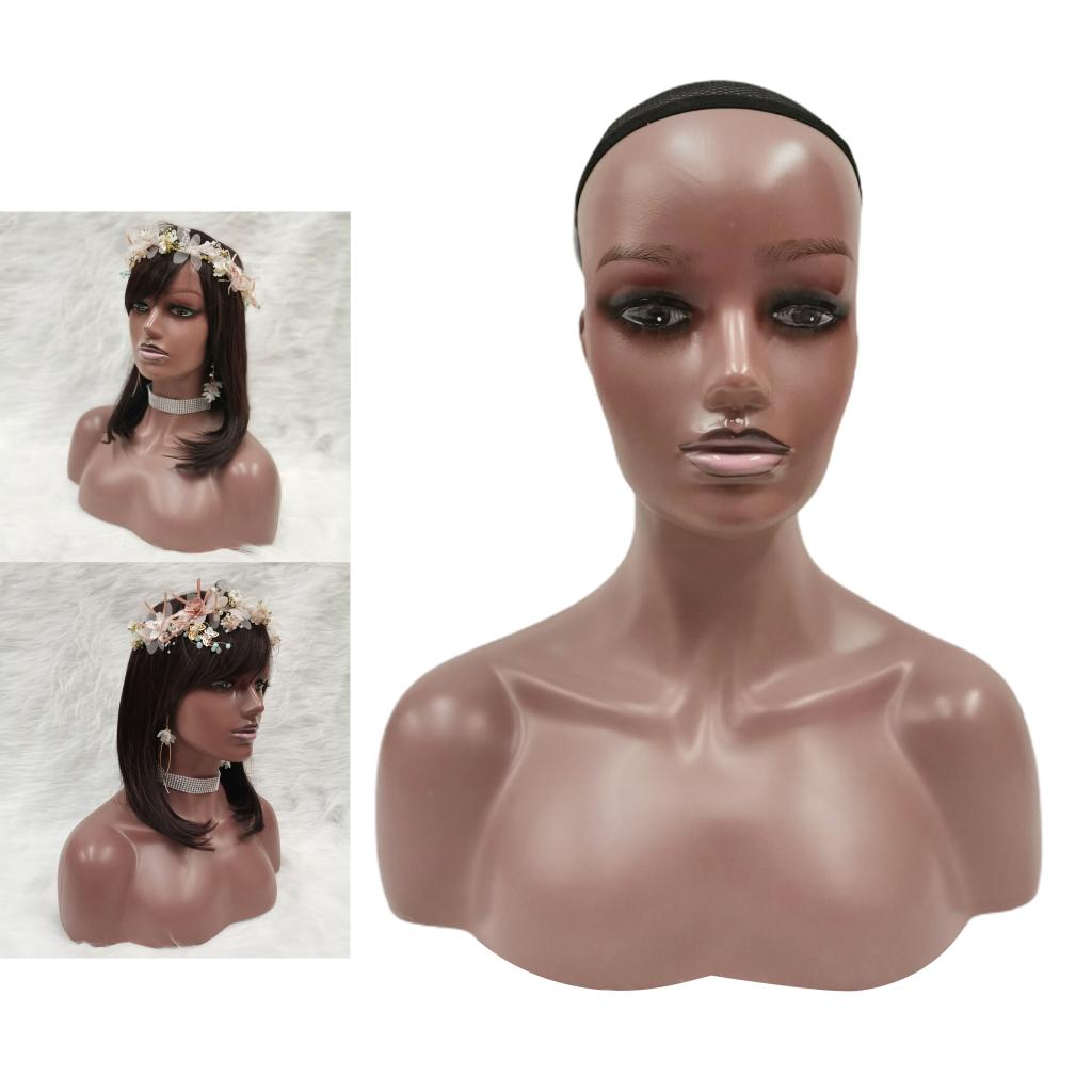 Female Mannequin Manikin Head Model Wig Glasses Hat Display Stand Dark Brown