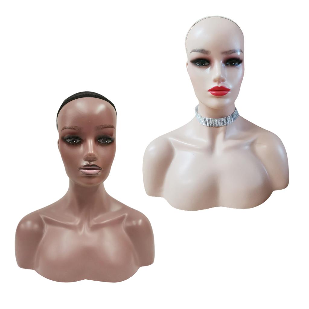 Female Mannequin Manikin Head Model Wig Glasses Hat Display Stand Dark Brown