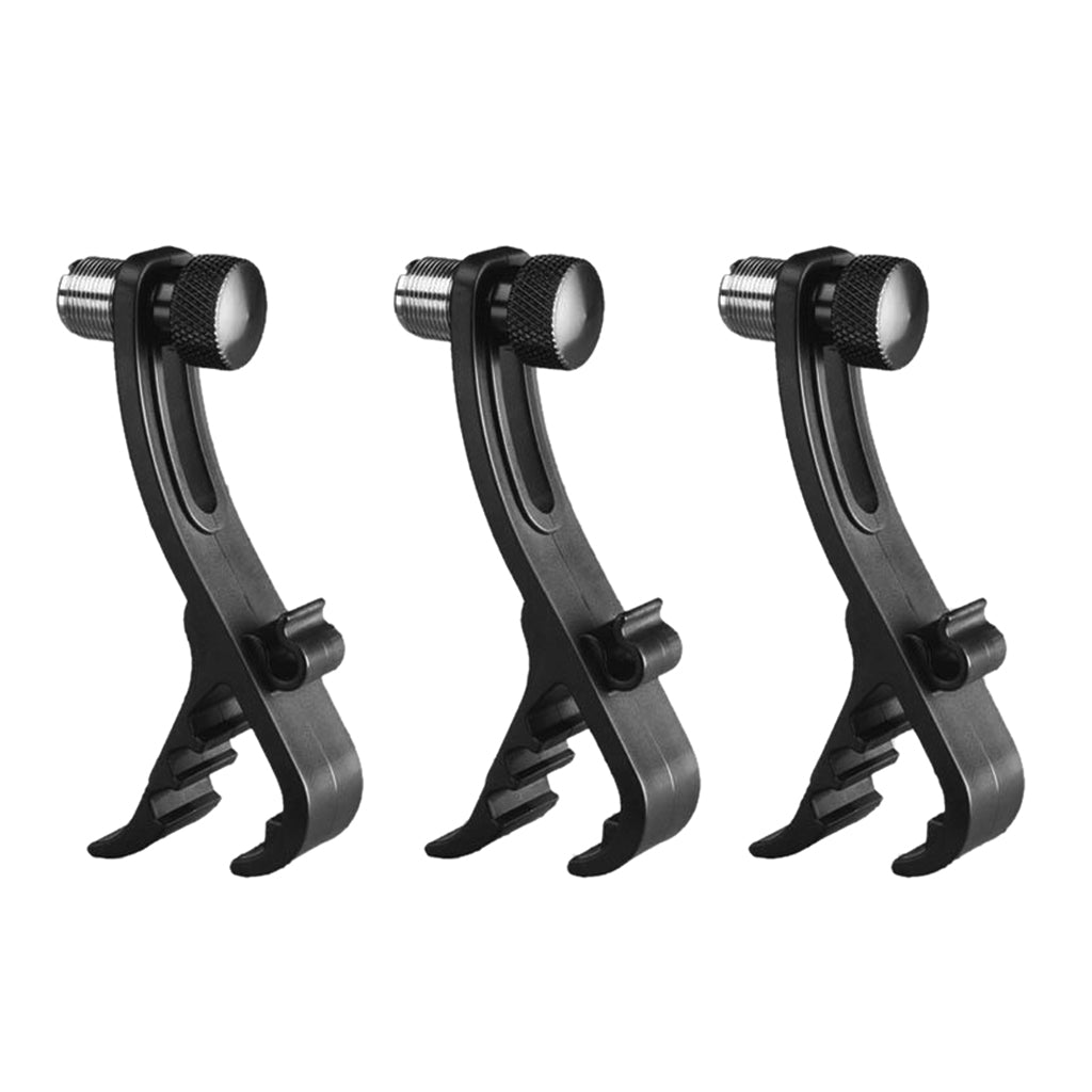 3PCS Adjustable Drum Clips Microphone Clip on Clamps Mount Mic Clips