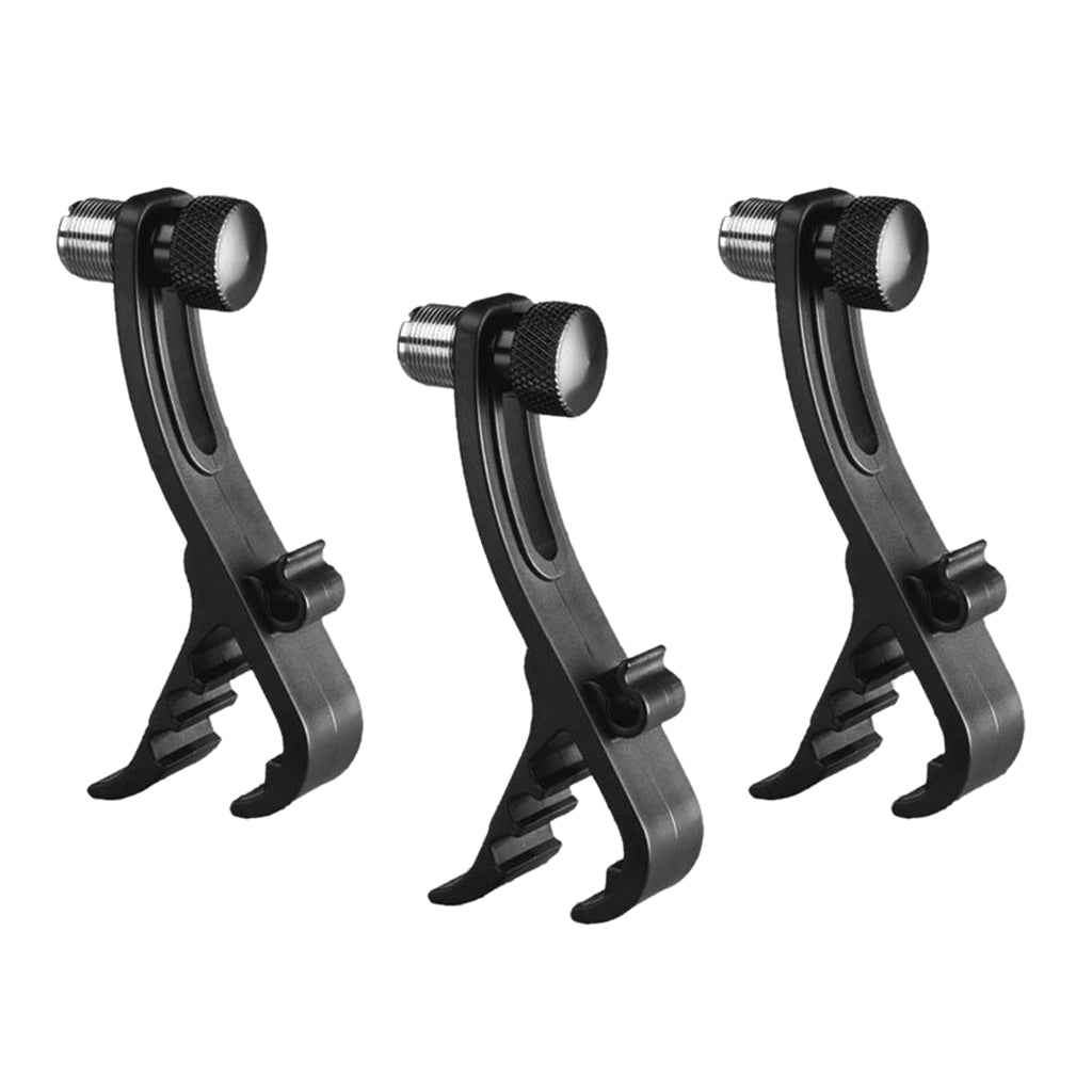 3PCS Adjustable Drum Clips Microphone Clip on Clamps Mount Mic Clips