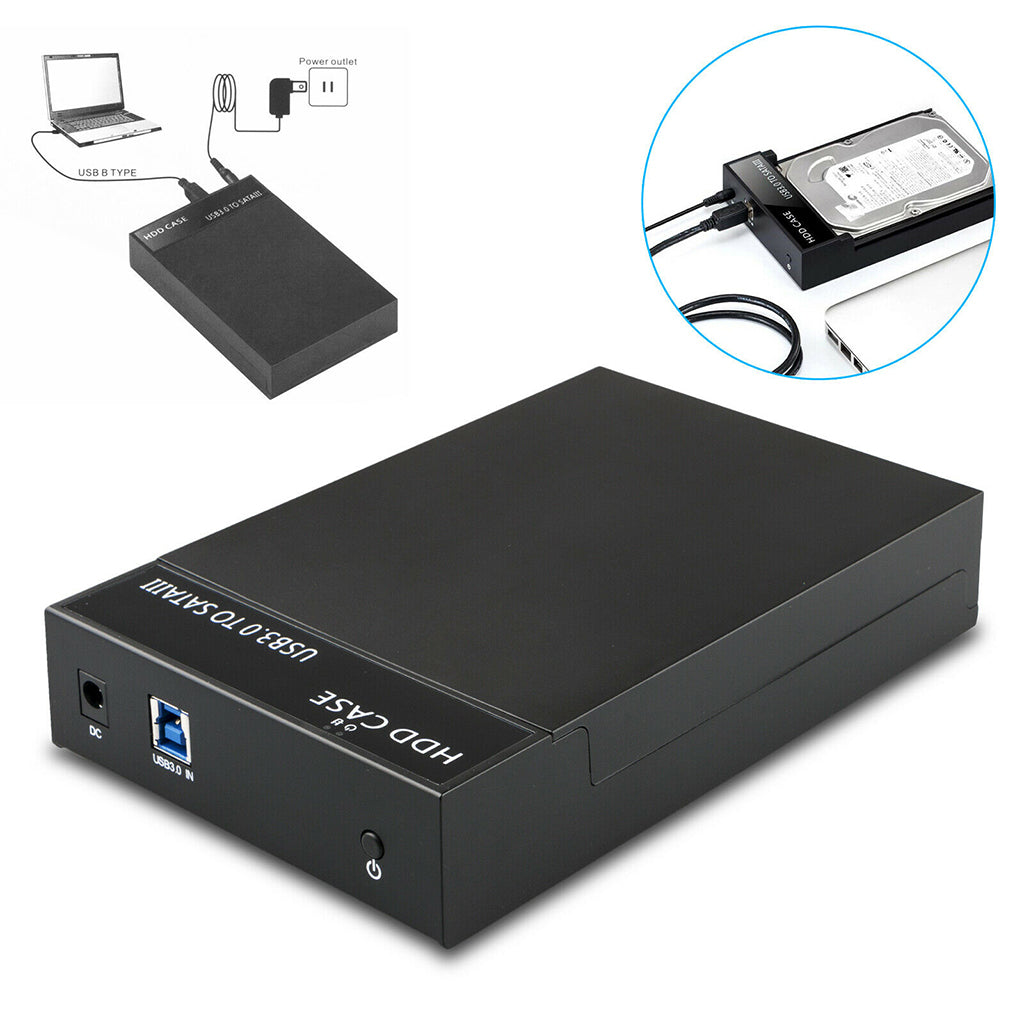 USB 3.0 External 2.5" 3.5" SATA Hard Drive Enclosure HDD Disk Case EU Plug