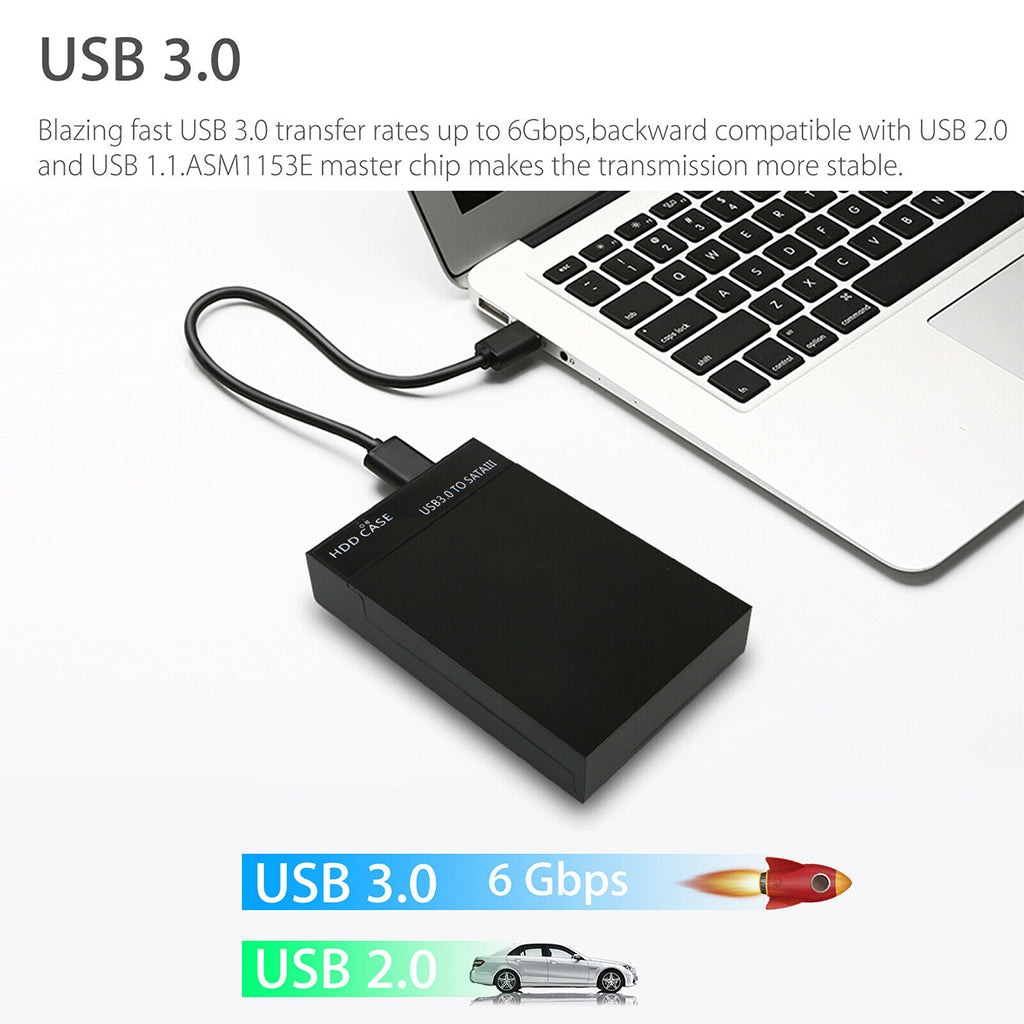 USB 3.0 External 2.5" 3.5" SATA Hard Drive Enclosure HDD Disk Case EU Plug