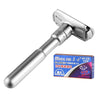 Mens Zinc Alloy Double Edge Safety Razor Beard Shaver + 5 Shaving Blades