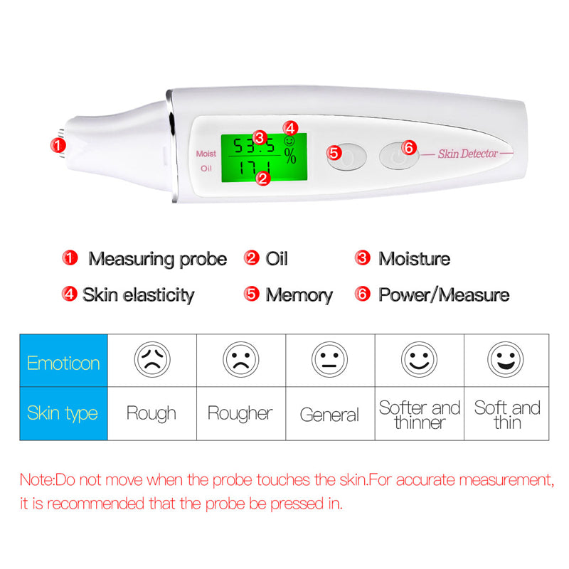 LCD Digital Skin Moisture / Oil Content Analyzer Facial Skin Care Tool Pink