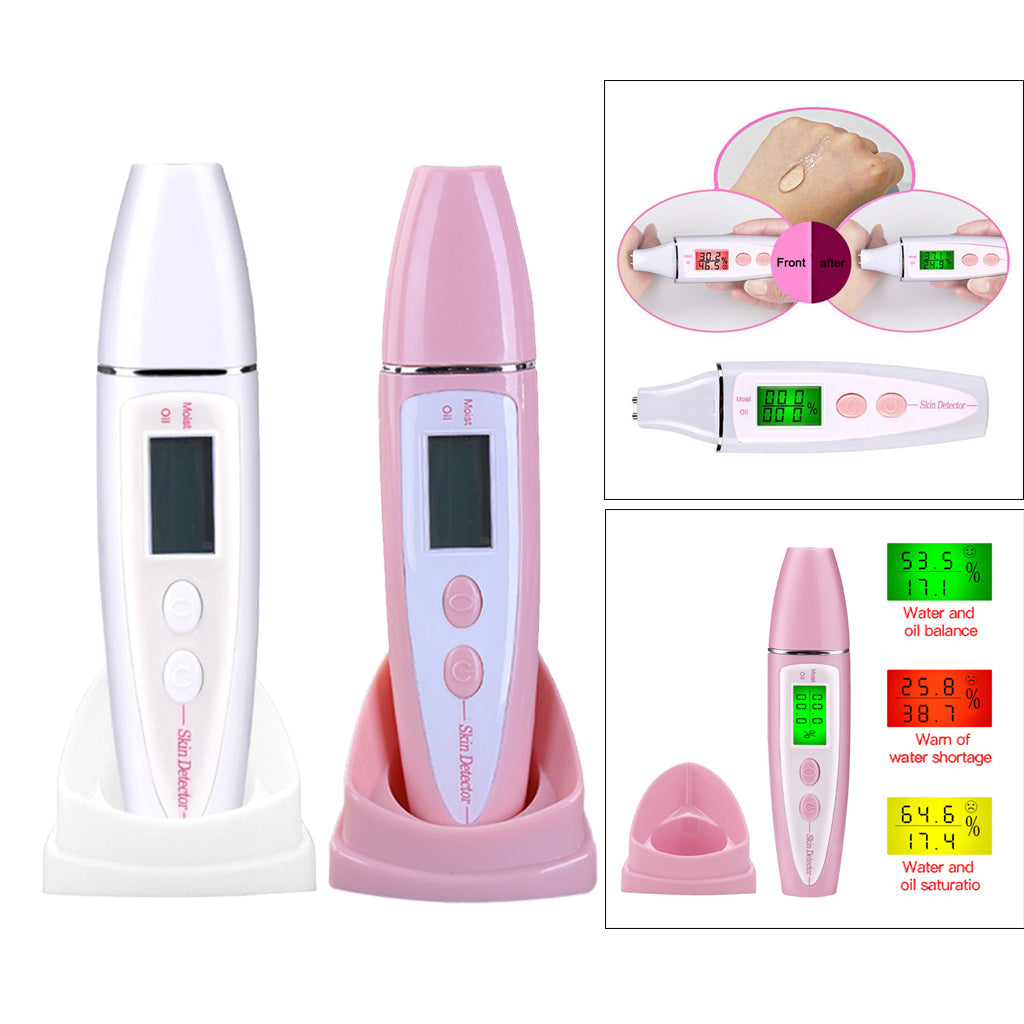 LCD Digital Skin Moisture / Oil Content Analyzer Facial Skin Care Tool White