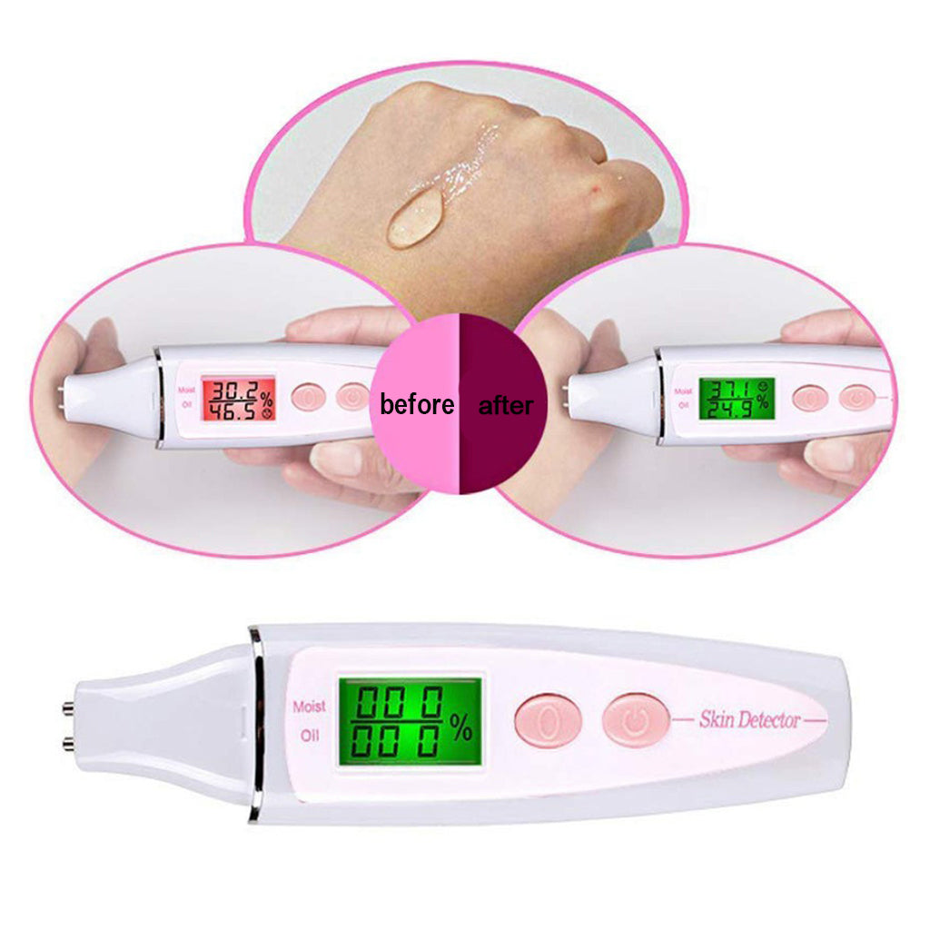 LCD Digital Skin Moisture / Oil Content Analyzer Facial Skin Care Tool White