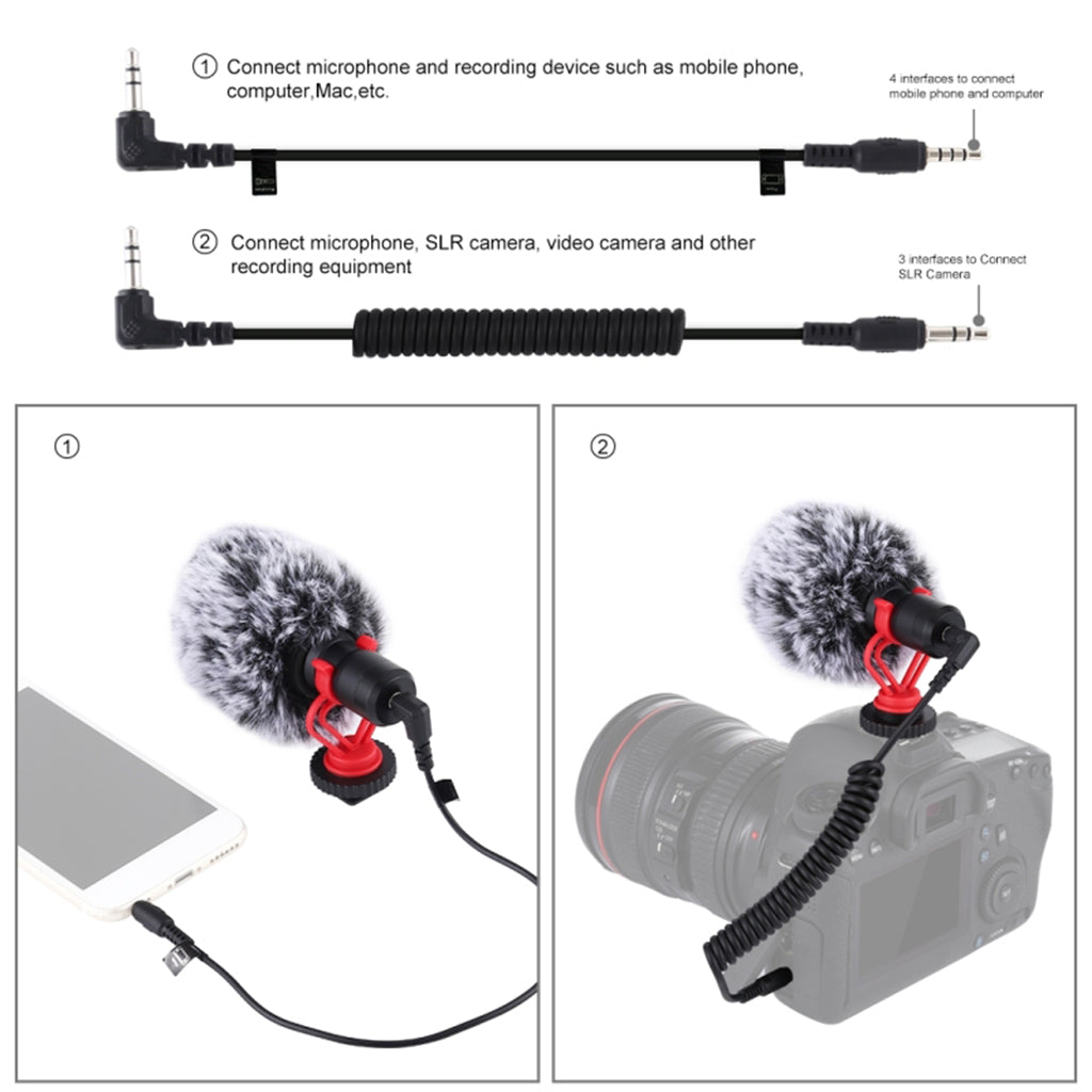 3.5mm Microphone Condensor Video Mic for iPhone Mobile Phones with Wind Muff