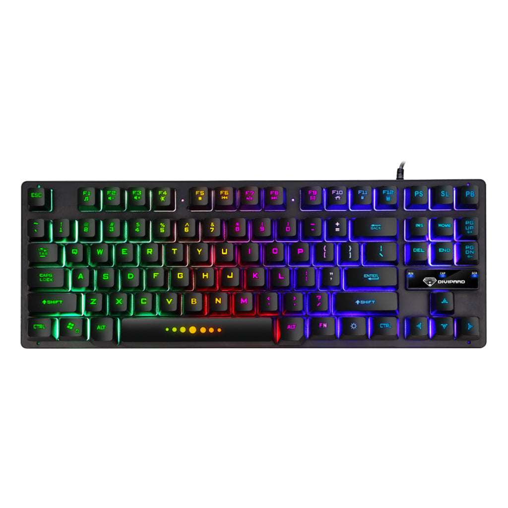 USB 87 Keys Mechanical Gaming Keyboard RGB LED Backlit for Windows PC Gamers