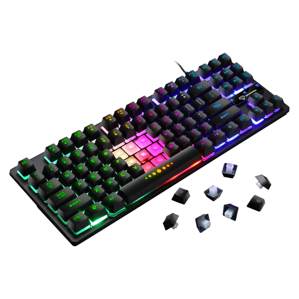 USB 87 Keys Mechanical Gaming Keyboard RGB LED Backlit for Windows PC Gamers