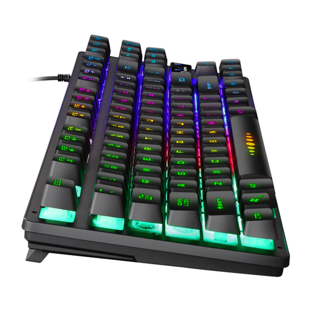 USB 87 Keys Mechanical Gaming Keyboard RGB LED Backlit for Windows PC Gamers