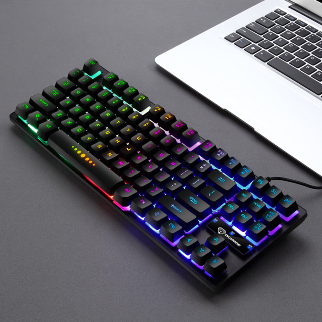 USB 87 Keys Mechanical Gaming Keyboard RGB LED Backlit for Windows PC Gamers