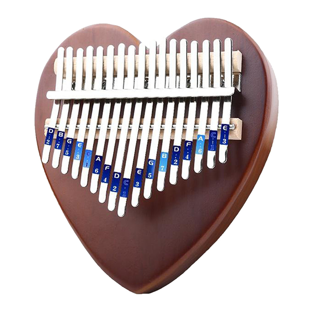 17 Key Kalimba Thumb Piano Finger Wood Musical Instrument Brown Heart