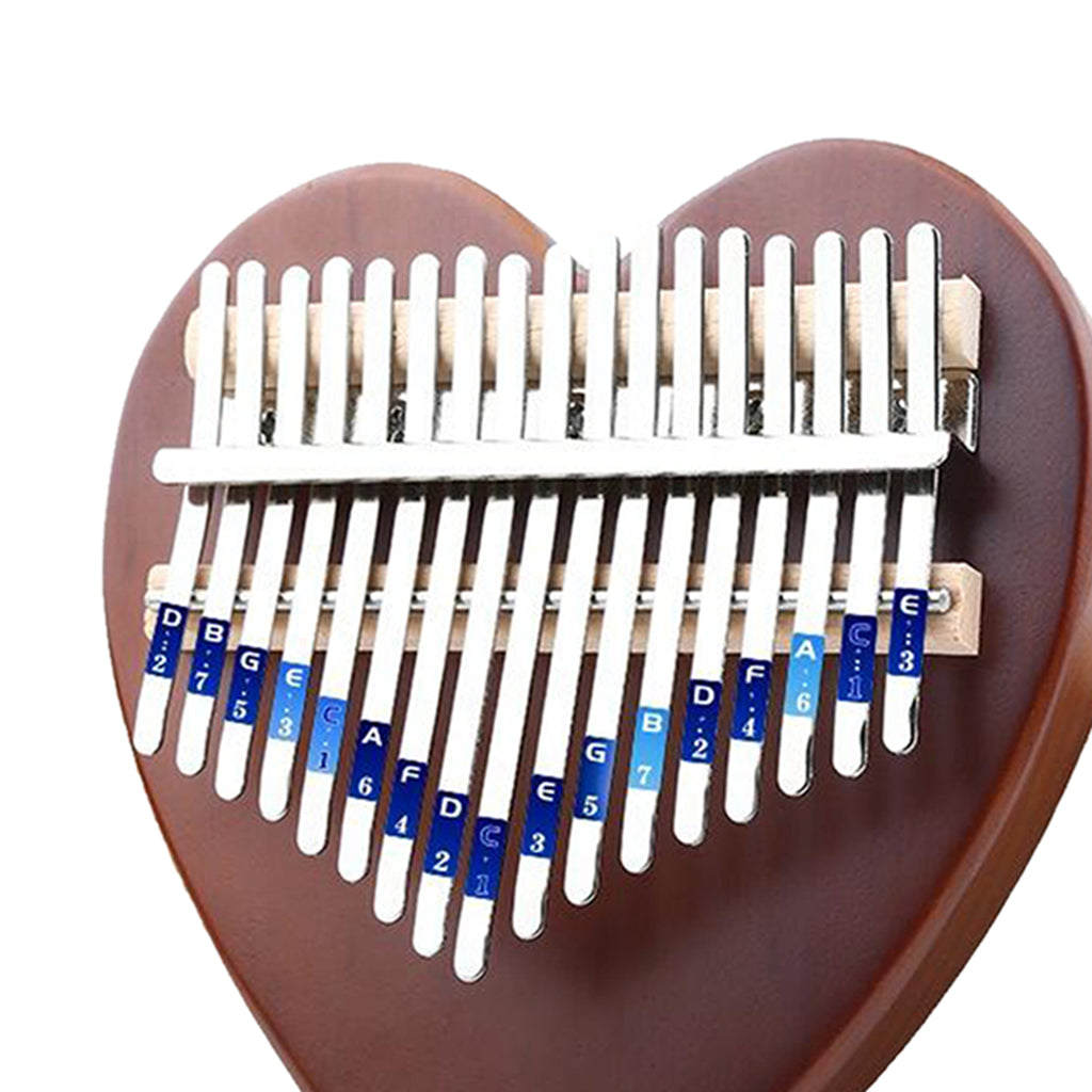 17 Key Kalimba Thumb Piano Finger Wood Musical Instrument Brown Heart