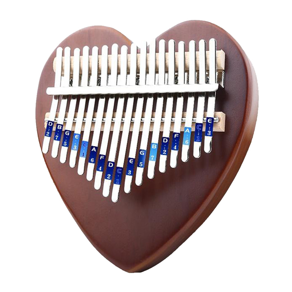 17 Key Kalimba Thumb Piano Finger Wood Musical Instrument Brown Heart