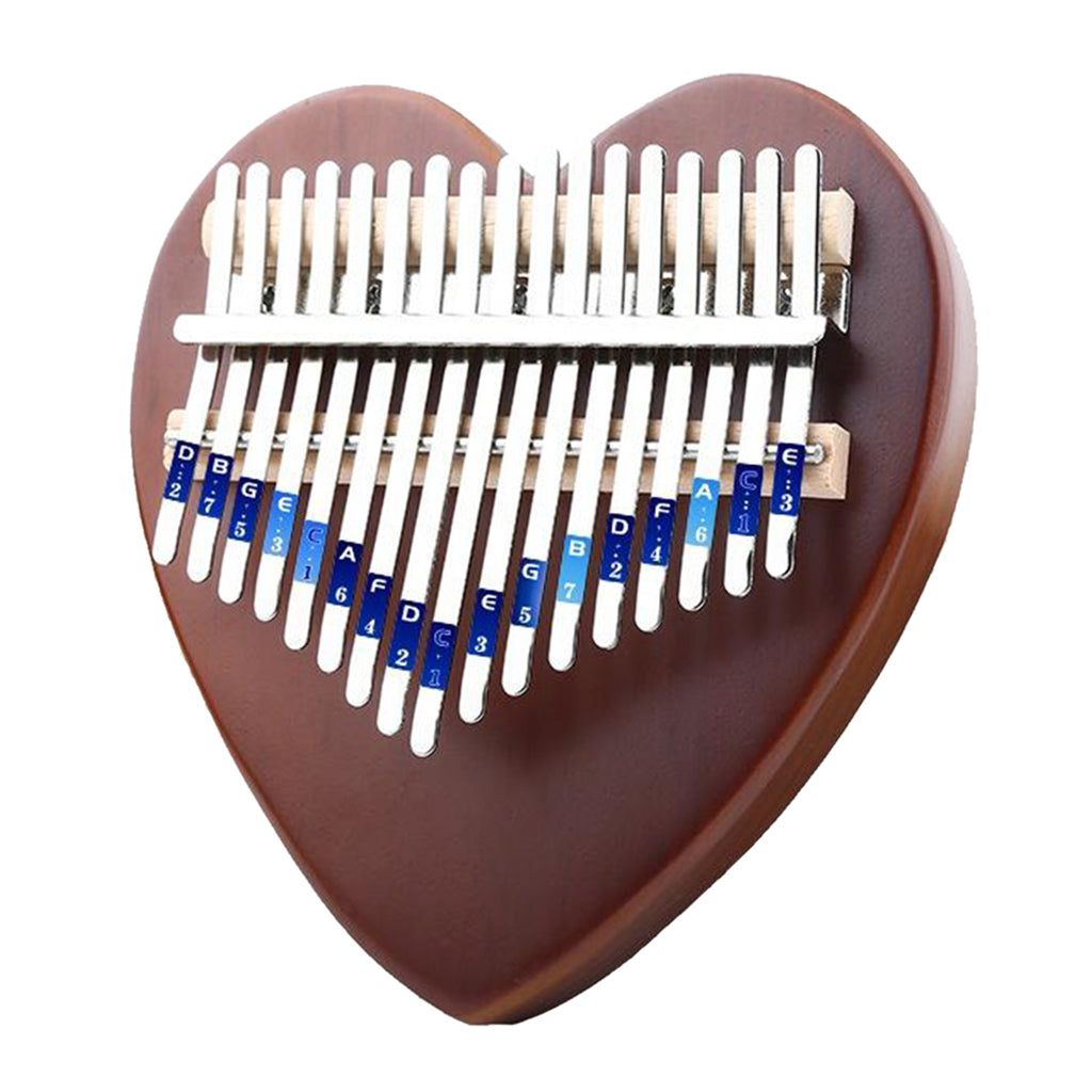 17 Key Kalimba Thumb Piano Finger Wood Musical Instrument Brown Heart