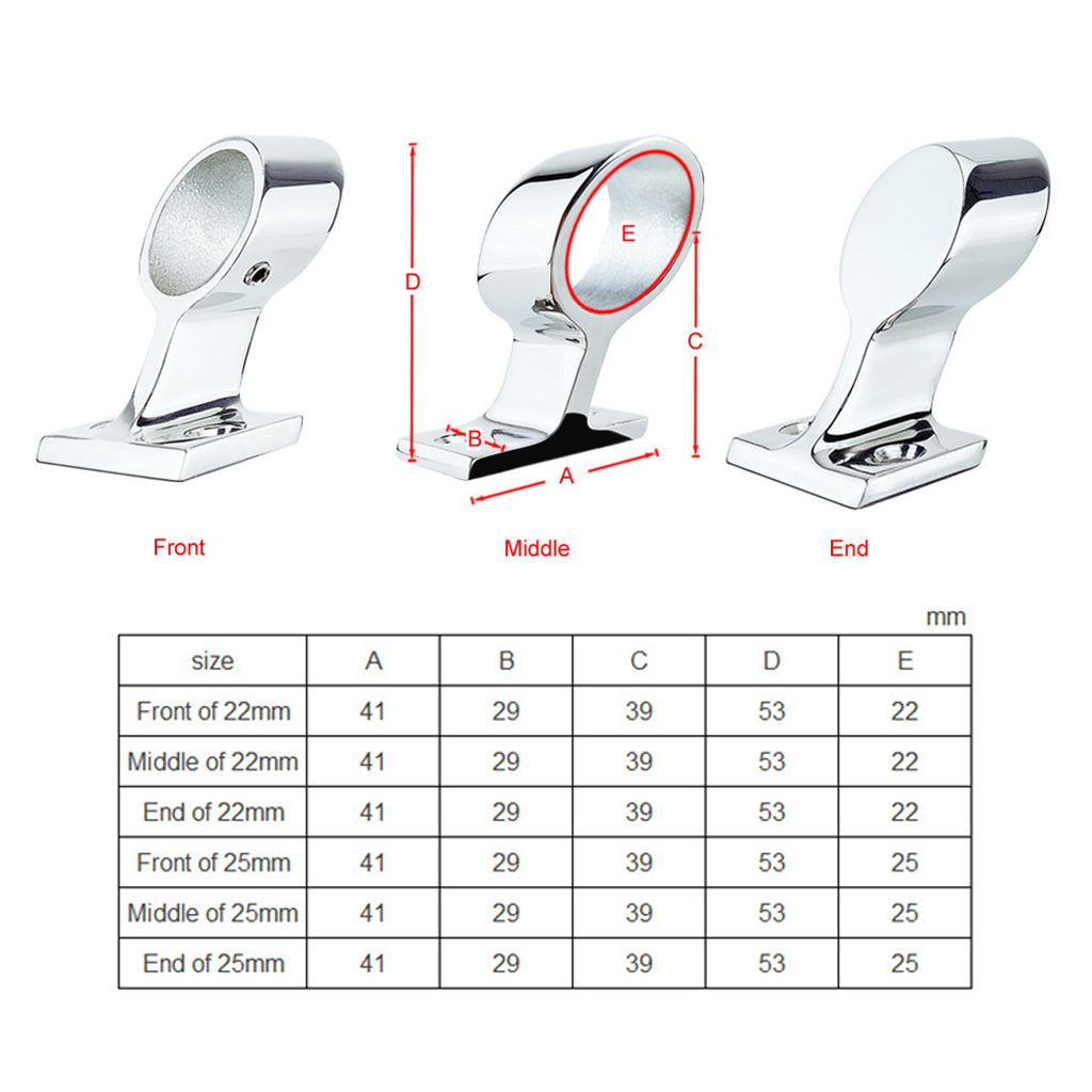 316 Stainless Steel Marine Boat Yacht Hand Rail Fitting Right End Stanchion 25mm