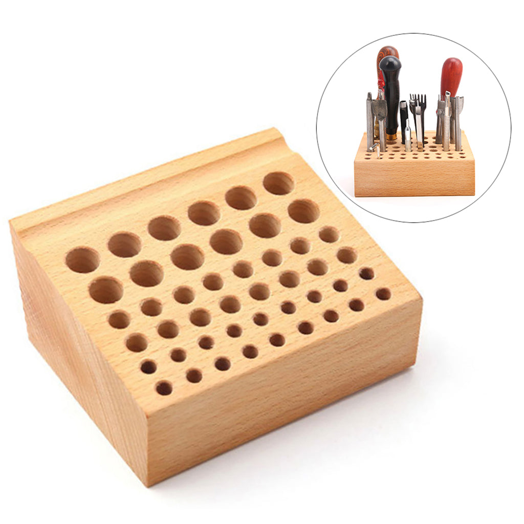 Wood Watch Repair Tool Holder 7mm 9mm 15mm 46 Holes Multi-size Organizer