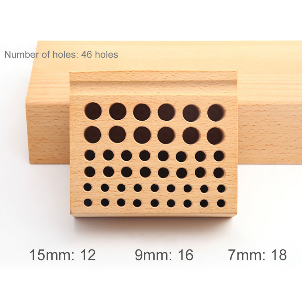 Wood Watch Repair Tool Holder 7mm 9mm 15mm 46 Holes Multi-size Organizer