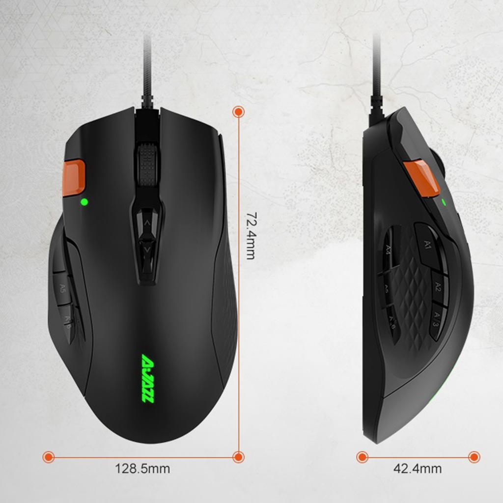 Ajazz Wired MMO Gaming Mouse Ergonomic Mice 12 Buttons Weight Tuning