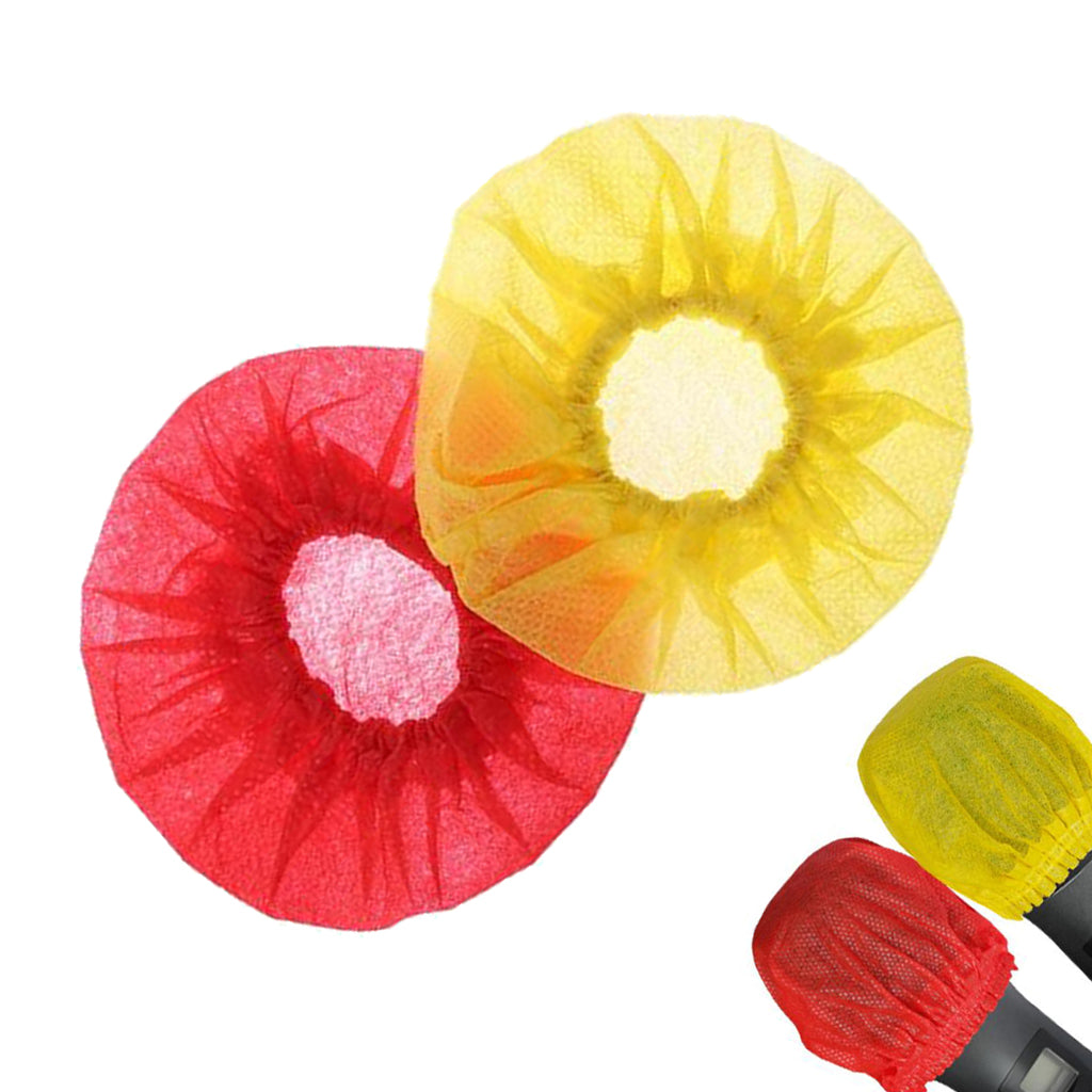 200/Pack Disposable Microphone Cover Handheld Mic Covers Yellow+Red