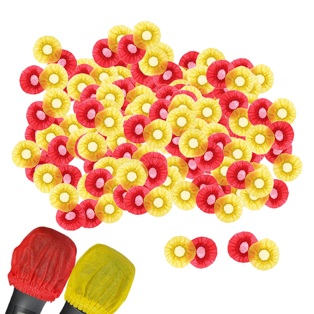 200/Pack Disposable Microphone Cover Handheld Mic Covers Yellow+Red