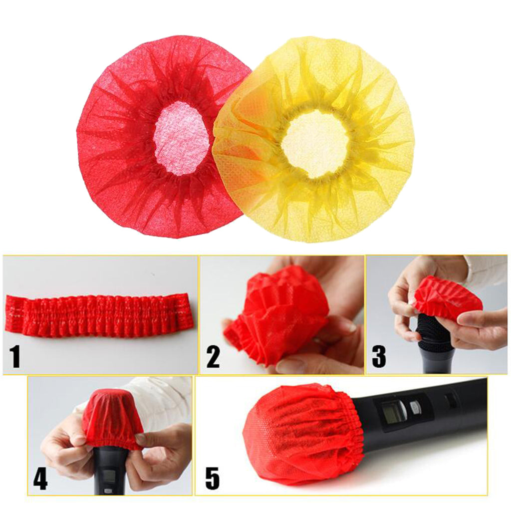 200/Pack Disposable Microphone Cover Handheld Mic Covers Yellow+Red