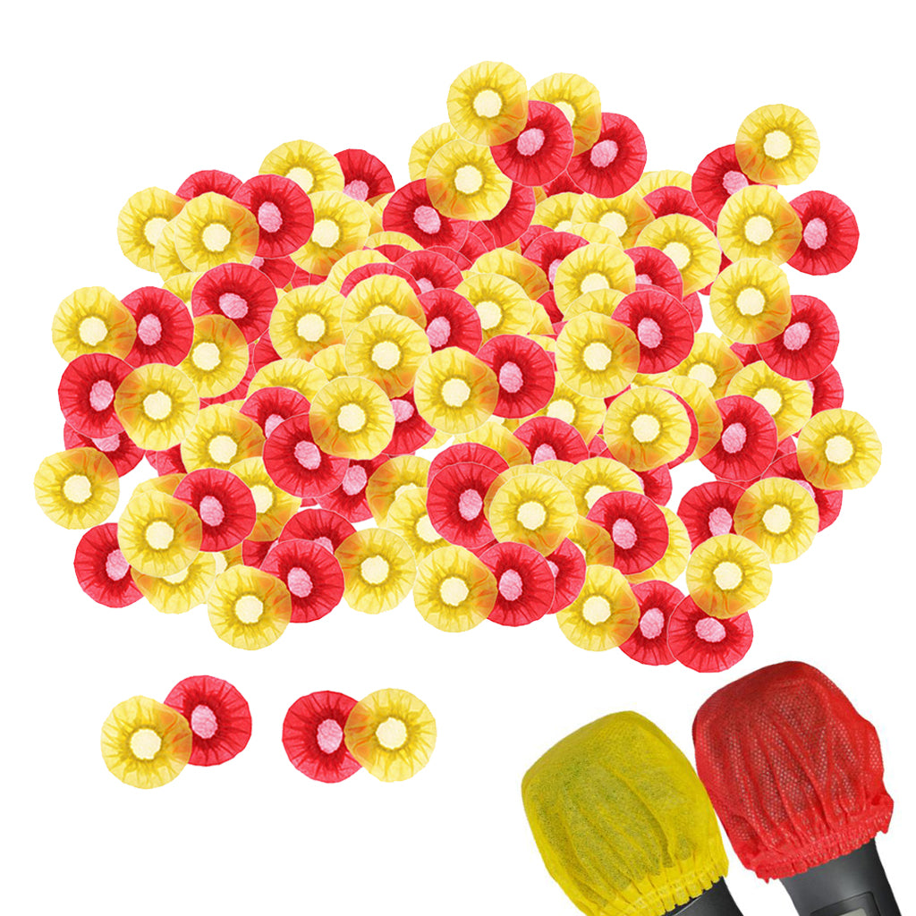 200/Pack Disposable Microphone Cover Handheld Mic Covers Yellow+Red