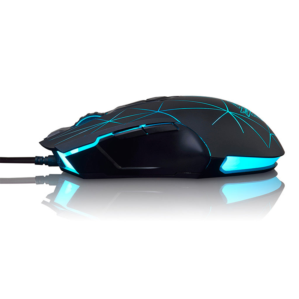 LED Lights Gaming Mouse Optical USB Wired Programmable for PC Crack Black