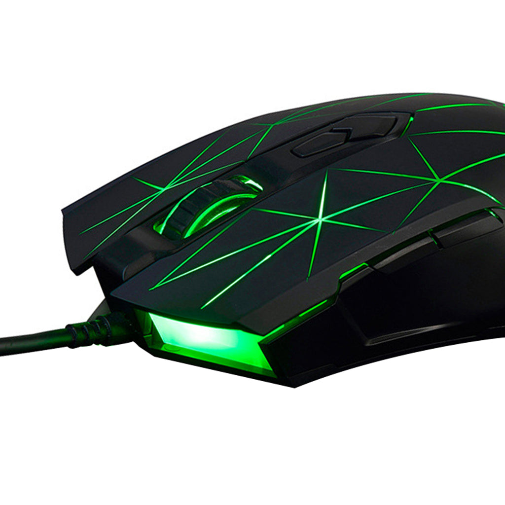 LED Lights Gaming Mouse Optical USB Wired Programmable for PC Crack Black