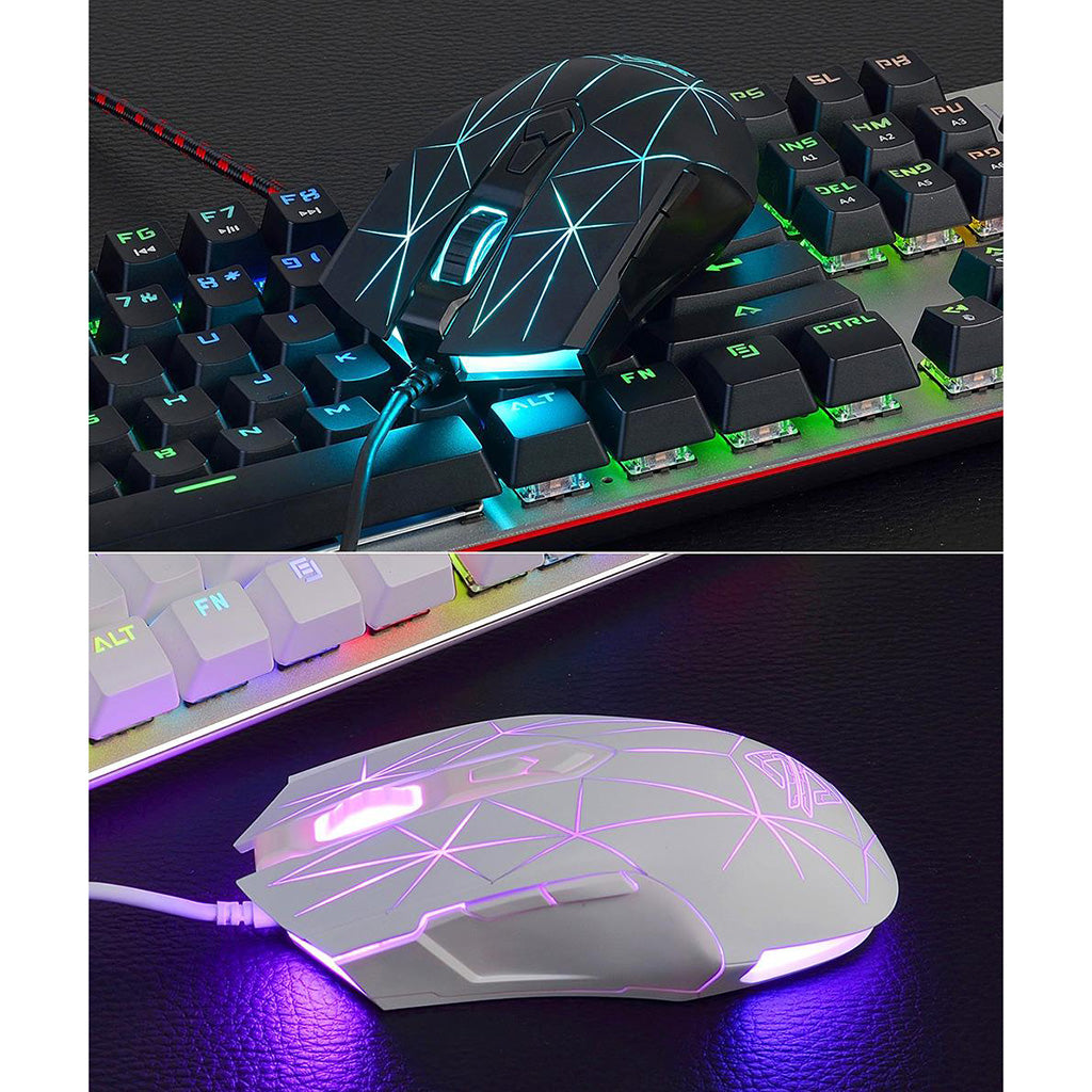 LED Lights Gaming Mouse Optical USB Wired Programmable for PC Crack Black