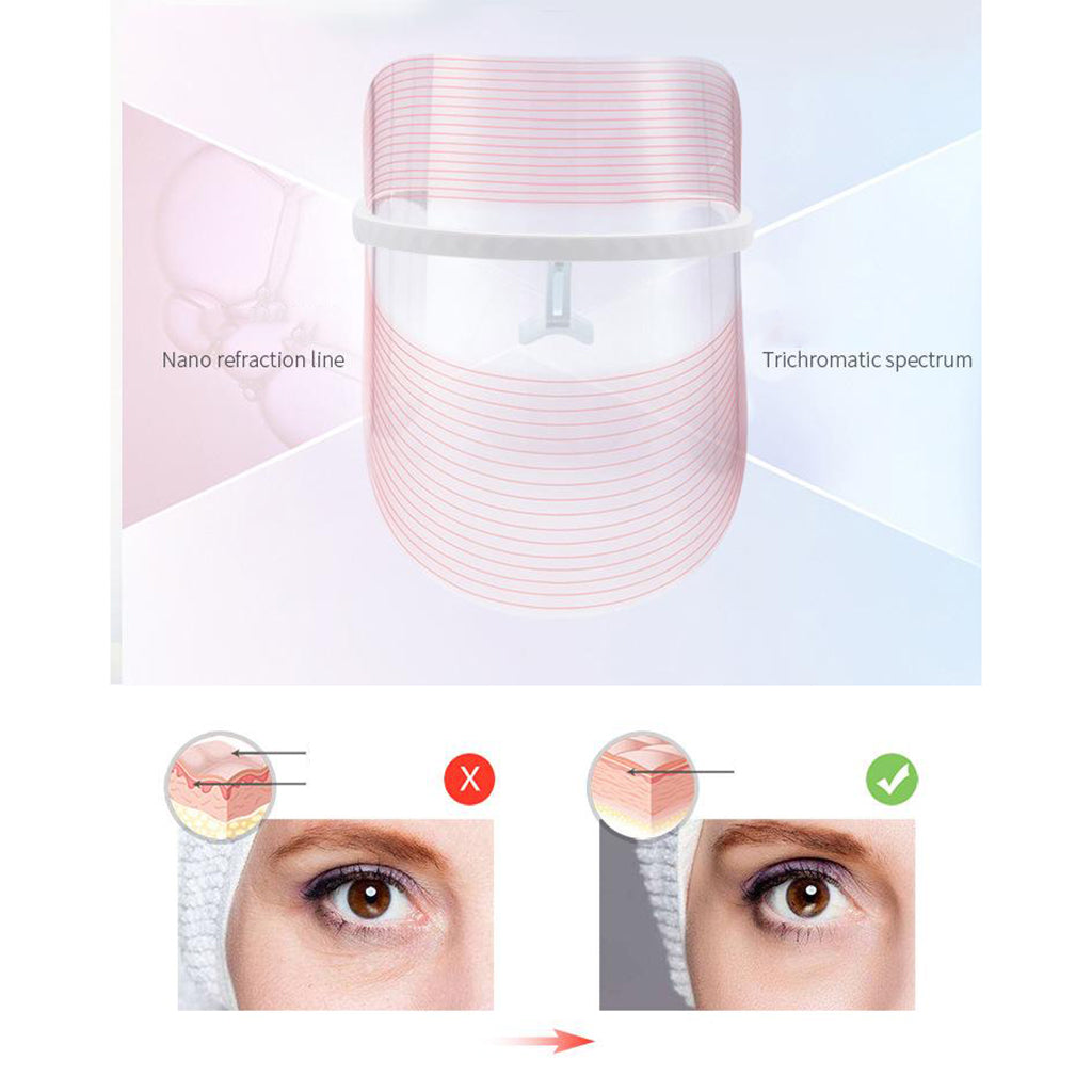 Anti Age Skin Wrinkle Removal 3-Color LED Lights Facial Beauty Mask Facial