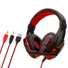 3.5mm Wired Game Gaming Headphones Earphones with Mic LED Light  black red