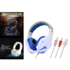 3.5mm Wired Game Gaming Headphones Earphones with Mic LED Light  white blue