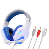 3.5mm Wired Game Gaming Headphones Earphones with Mic LED Light  white blue