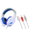 3.5mm Wired Game Gaming Headphones Earphones with Mic LED Light  white blue