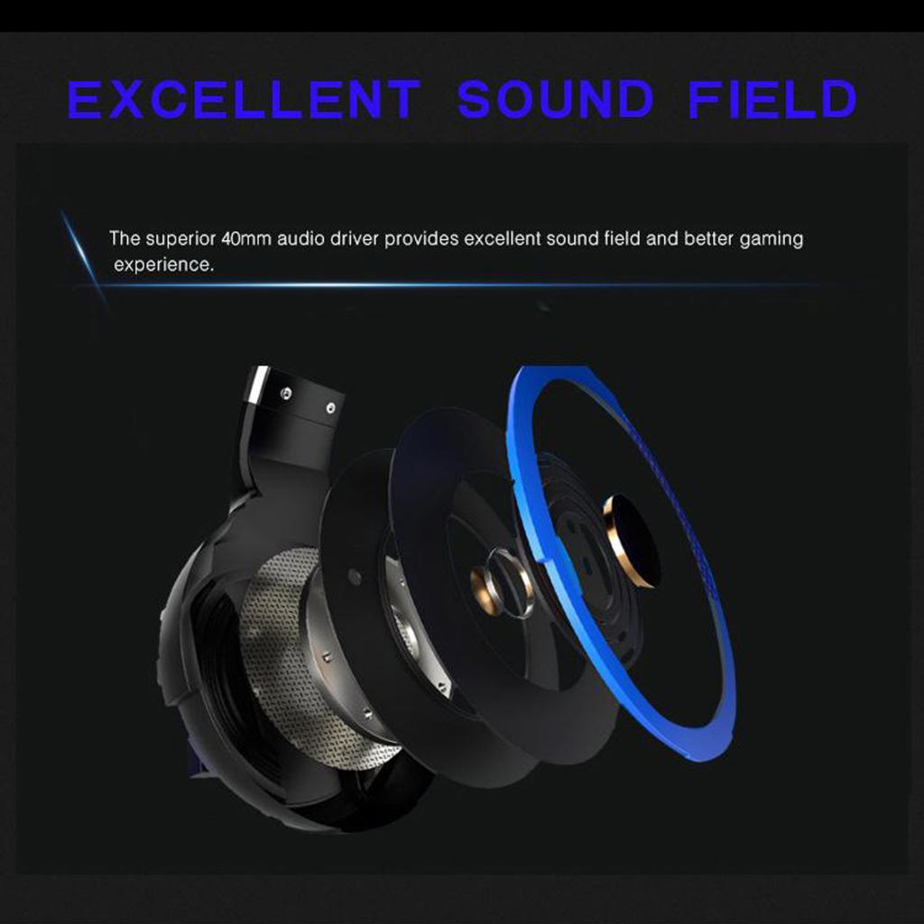 3.5mm Wired Game Gaming Headphones Earphones with Mic LED Light  white blue