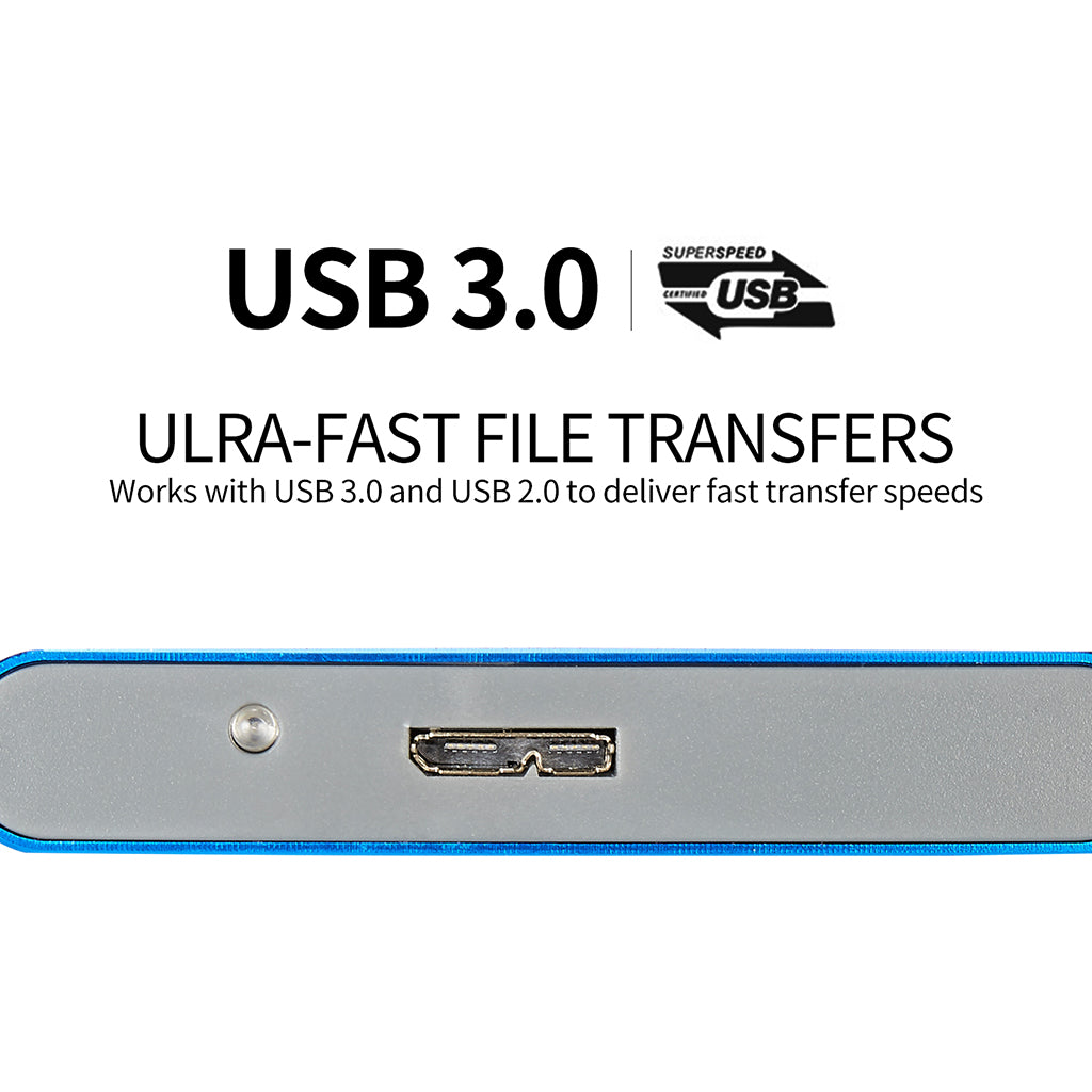 Portable High Speed USB3.0 External Hard Disk Drive Blue 1TB