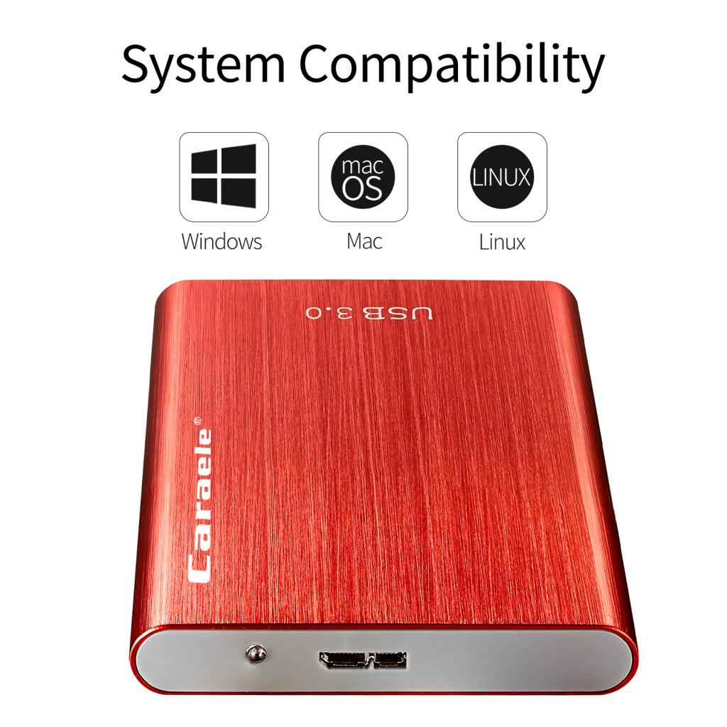 Portable High Speed USB3.0 External Hard Disk Drive Red 500GB