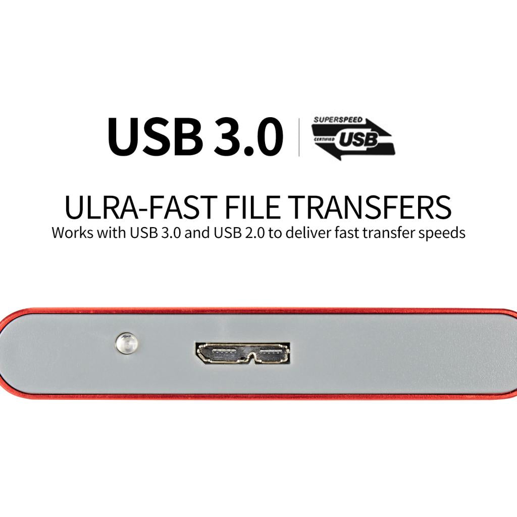 Portable High Speed USB3.0 External Hard Disk Drive Red 500GB