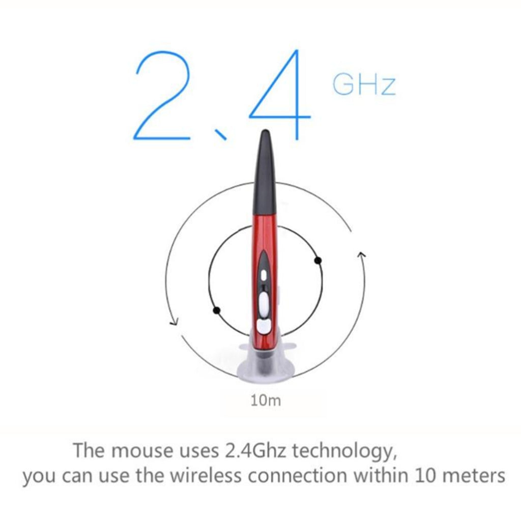 Wireless Mini 2.4Ghz Pen Mouse Optical Usb Pocket Drawing Write Laptop Red