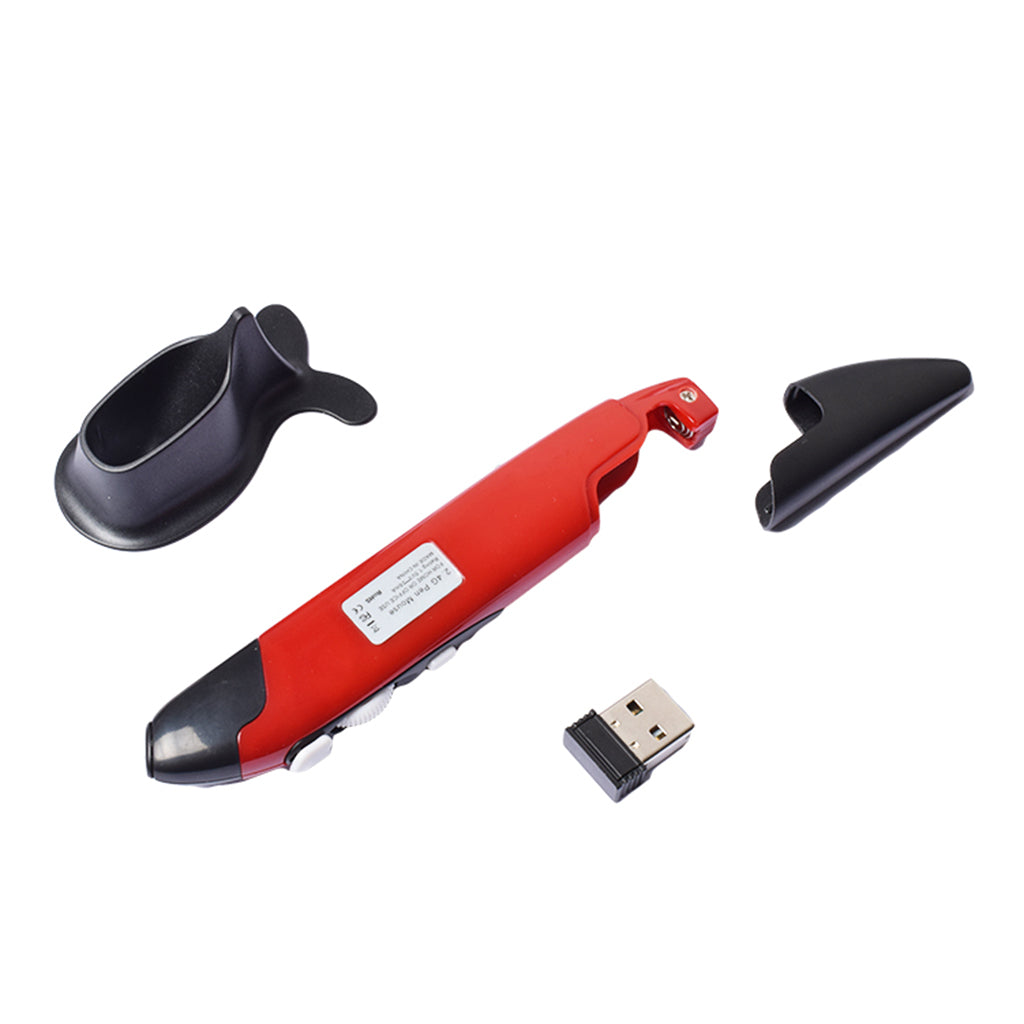 Wireless Mini 2.4Ghz Pen Mouse Optical Usb Pocket Drawing Write Laptop Red