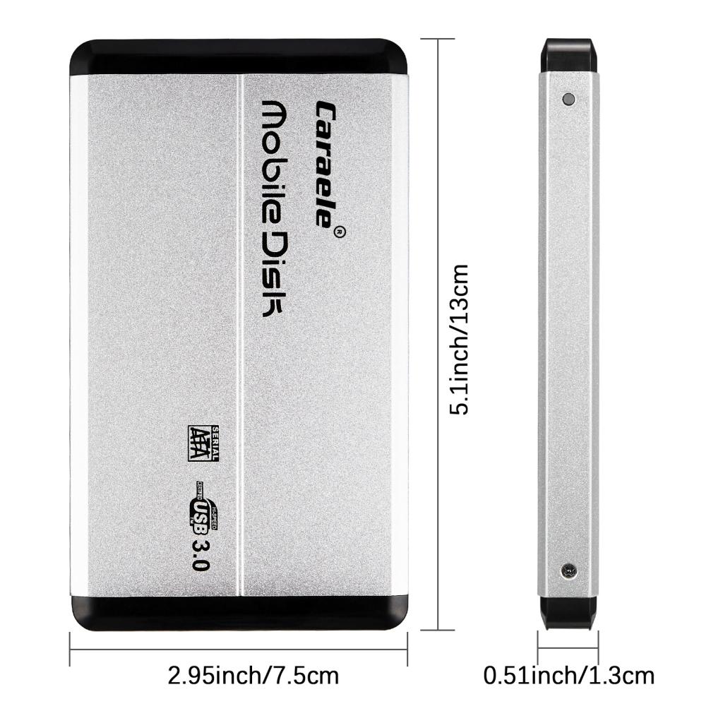 2.5in External USB Hard Drive Disk HDD Enclosure for Laptops Silver 500GB