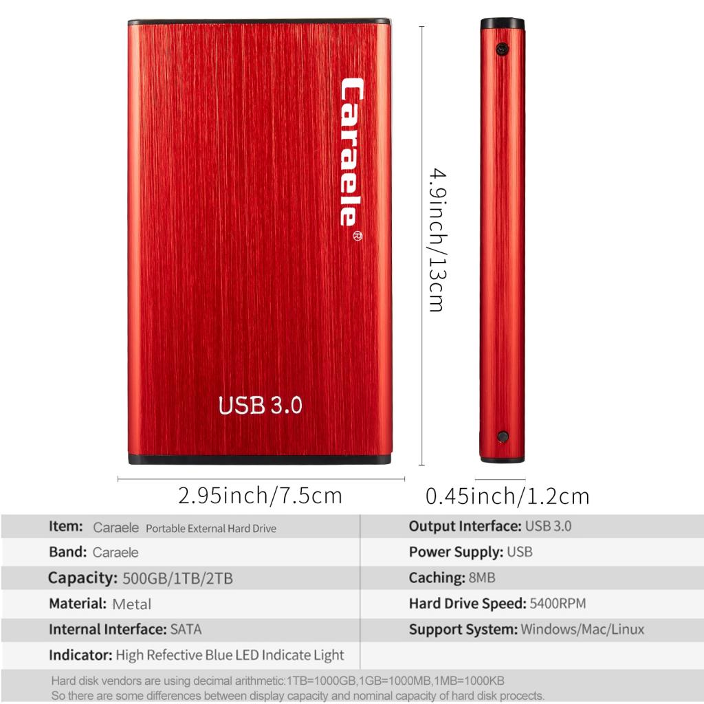 New Portable HDD External Hard Drive Disk USB 3.0 for PC Laptop Red 1T