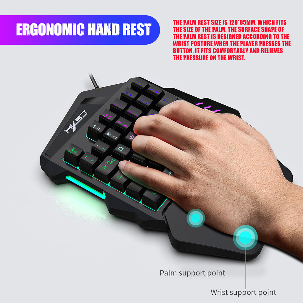 One Handed Gaming Keyboard 35 Keys Wired Backlit Mini Keypad