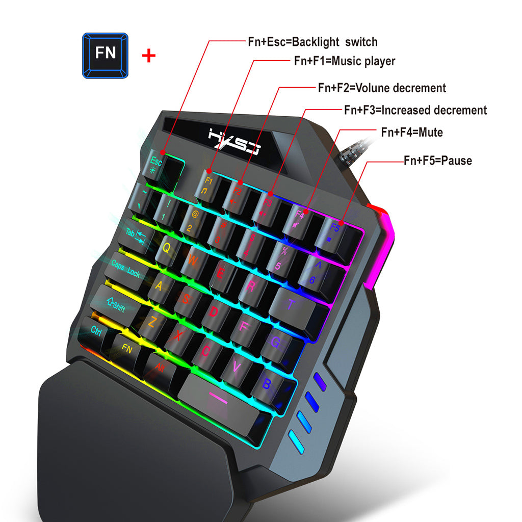 One Handed Gaming Keyboard 35 Keys Wired Backlit Mini Keypad