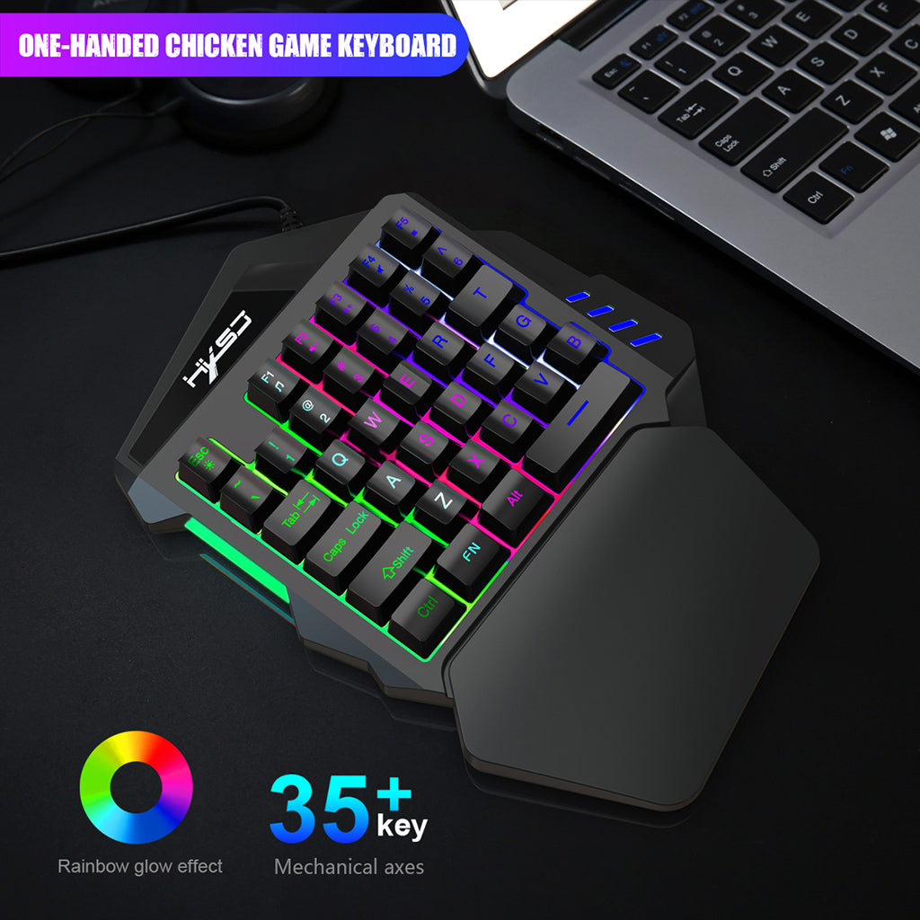 One Handed Gaming Keyboard 35 Keys Wired Backlit Mini Keypad